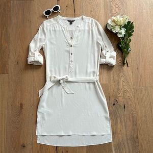 TOMMY BAHAMA Silk Cream V-Neck Belted Shirt Dress - Size Small